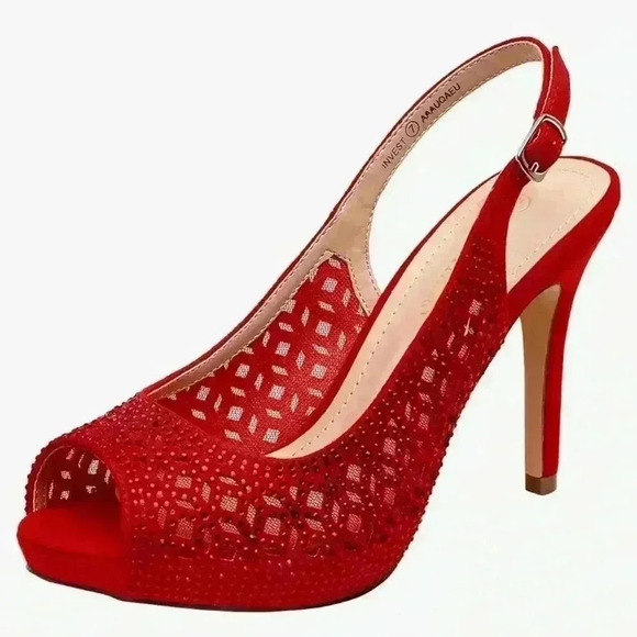 🆕Embellished  Red Heels - Picture 2 of 14